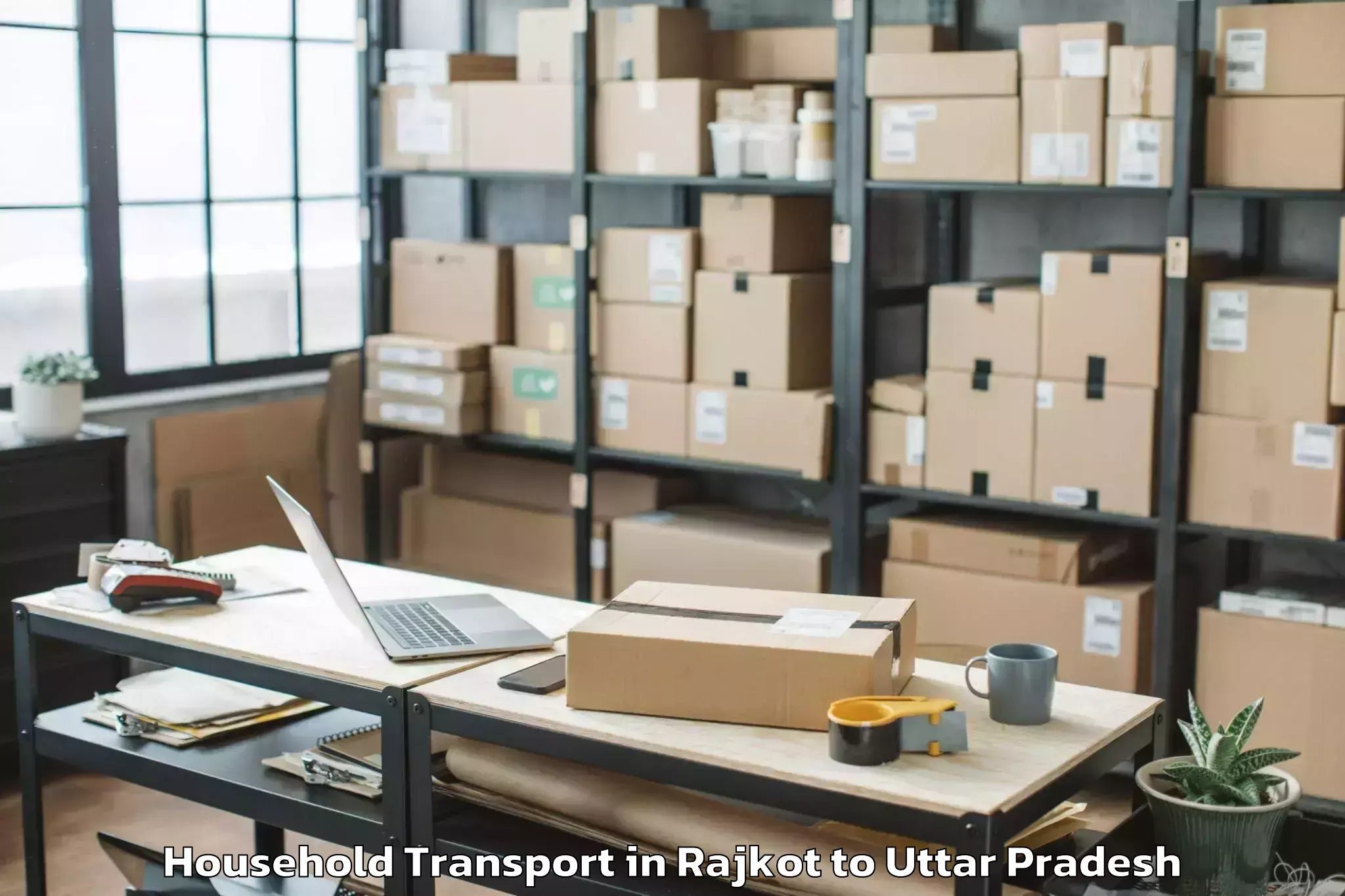 Book Rajkot to Mohanlalganj Household Transport Online